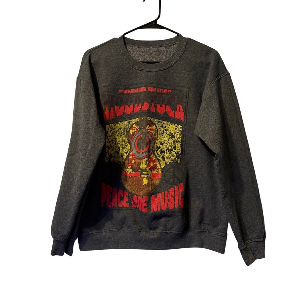 Life Sweatshirt Woodstock Women's Size M Blue/Gray Pullover Long Sleeve